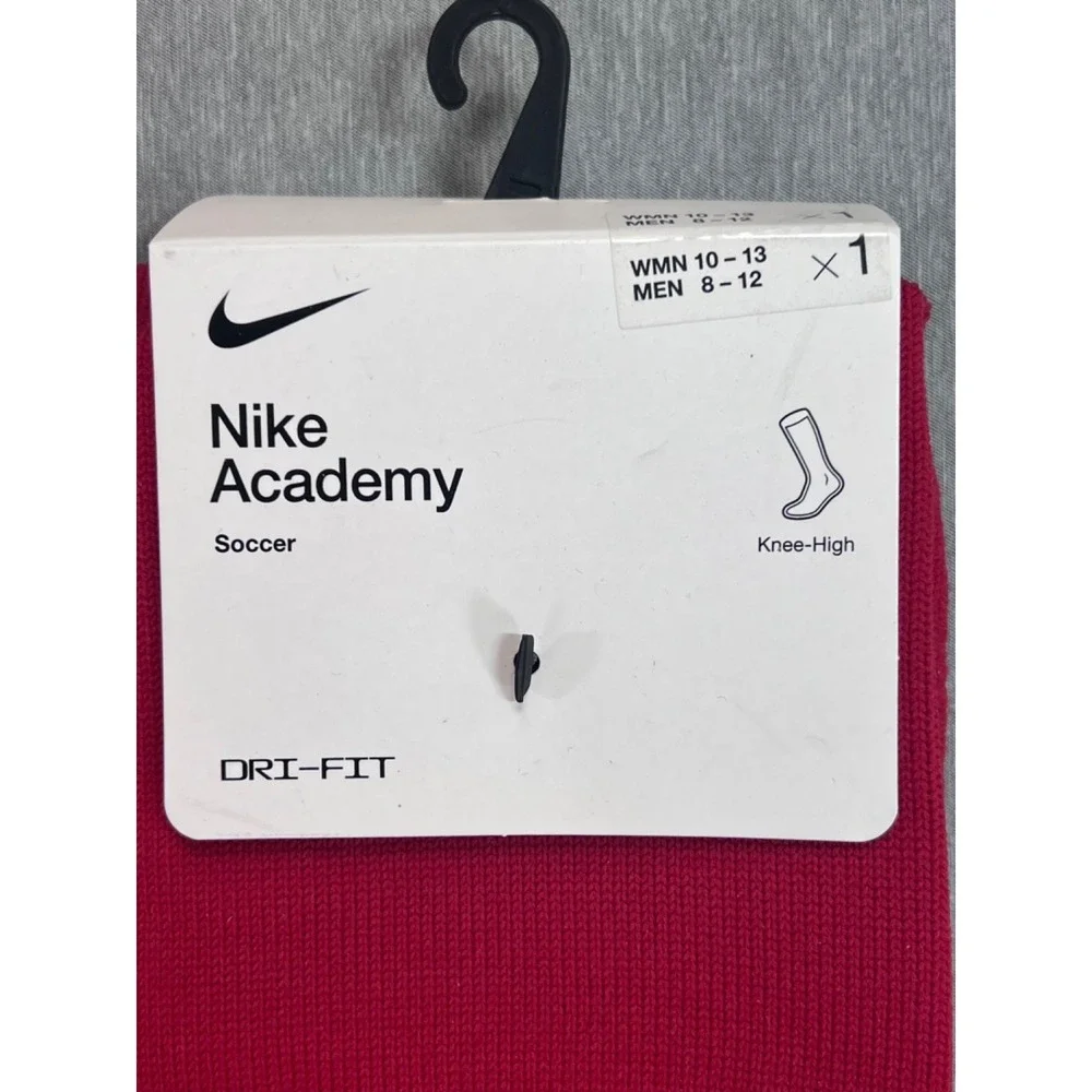 2 pair Nike Academy Soccer Socks Mens 8-12 Red Dri Fit Knee High Quick Dry NEW‎